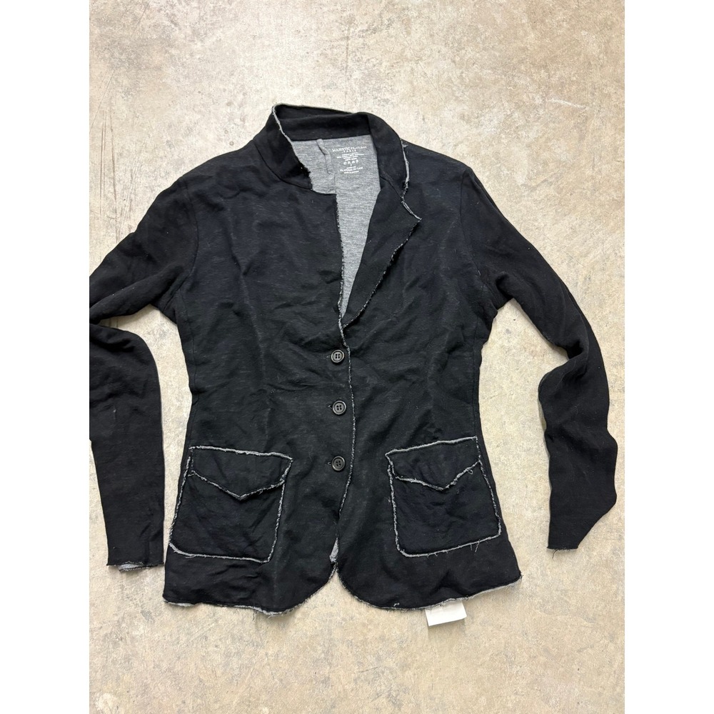 Majestic‎ Filatures Paris Black Cashmere Blend Raw Edge Blazer Jacket